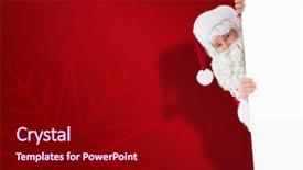  Presentation with santa claus and reindeers - Cool new presentation theme with sign against red snowflake background backdrop and a crimson colored foreground