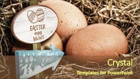  Presentation with easter worship service - PPT theme with sign against three eggs nestle background and a tawny brown colored foreground