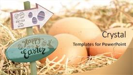 Presentation with egg - Presentation theme having sign against three eggs nestle background and a blonde colored foreground