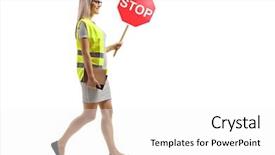  Presentation with road safety young drivers - PPT theme featuring sign and wearing a safety background and a white colored foreground