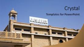  Presentation with railway workshop india - Colorful slide deck enhanced with sign at a railway station backdrop and a teal colored foreground