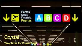  Presentation with airport - Colorful slides enhanced with sign at airport backdrop and a wine colored foreground