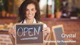  Presentation with open meetings sunshine laws - Beautiful theme featuring sign at the coffee shop backdrop and a coral colored foreground