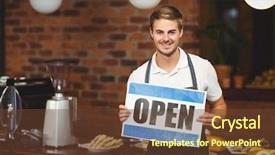  Presentation with coffee shop - Amazing PPT theme having sign at the coffee shop backdrop and a tawny brown colored foreground