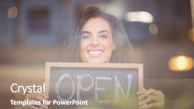  Presentation with open source intelligence - Colorful presentation design enhanced with sign at the coffee shop backdrop and a coral colored foreground