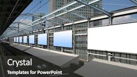 Presentation with metro train - Cool new PPT theme with sign board metro train - blank billboards in a subway backdrop and a dark gray colored foreground