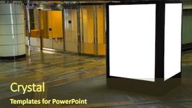  Presentation with station - Beautiful PPT layouts featuring sign board metro train - blank billboards in a subway backdrop and a tawny brown colored foreground