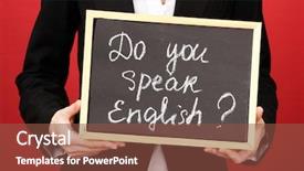  Presentation with english - Theme enhanced with sign do you speak english background and a tawny brown colored foreground