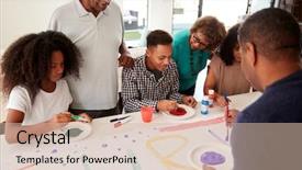  Presentation with home black family - PPT layouts with sign for a surprise party background and a soft green colored foreground