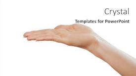  Presentation with waiter hand in white glove - Colorful theme enhanced with sign-from-one-hand-isolated backdrop and a white colored foreground