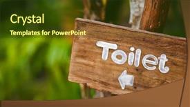  Presentation with toilet - Theme having sign hung over the entrance background and a tawny brown colored foreground