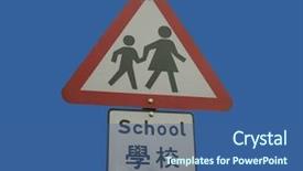  Presentation with chinese language - Theme consisting of sign in english and chinese background and a ocean colored foreground