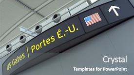  Presentation with airport terminal - Presentation theme with sign in english and french background and a gray colored foreground