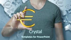  Presentation with world currency - Cool new slide set with sign in hands on world backdrop and a  colored foreground