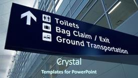  Presentation with airplane and airport - Beautiful presentation theme featuring sign in newly opened airport backdrop and a ocean colored foreground