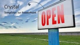  Presentation with holy mass opening - Theme having sign indicating shop opening hours background and a  colored foreground