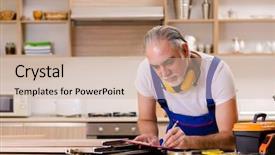  Presentation with aged papper - Beautiful presentation featuring sign installation - aged contractor repairman working backdrop and a  colored foreground