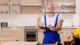  Presentation with aged spouse - Presentation consisting of sign installation - aged contractor repairman working background and a soft green colored foreground