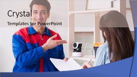  Presentation with electrical surveillance cctv security camera - PPT layouts consisting of sign installation - client getting securty camera installed background and a  colored foreground