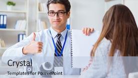  Presentation with cameras - PPT theme consisting of sign installation - sales assistant showing cameras background and a light blue colored foreground