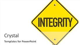  Presentation with integrity - Slides enhanced with sign isolated on white background background and a white colored foreground