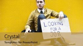  Presentation with thank you sign - Slides with sign looking for a job background and a gold colored foreground