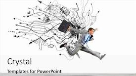  Presentation with marker - Amazing slide set having sign marker male - image of businessman in jump backdrop and a white colored foreground