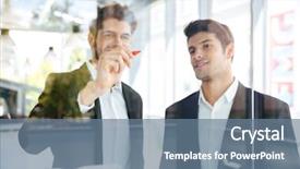  Presentation with successful - PPT theme enhanced with sign marker male - two happy successful young businessmen background and a seafoam green colored foreground