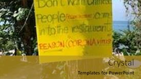  Presentation with appearance - PPT layouts enhanced with sign-near-the-restaurant-restricting background and a gold colored foreground