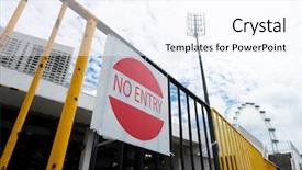  Presentation with steel building - Cool new presentation theme with sign of no entry backdrop and a sky blue colored foreground
