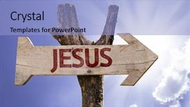  Presentation with jesus - PPT theme enhanced with sign on a beautiful day background and a light blue colored foreground