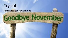  Presentation with goodbye - Cool new PPT theme with sign on a beautiful day backdrop and a light blue colored foreground