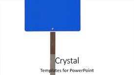  Presentation with blue aged wood sign - Presentation design featuring sign on a wooden post background and a white colored foreground