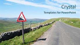 Presentation with patriarchy sexism on warning road - Theme featuring sign on deserted yorkshire dales background and a  colored foreground