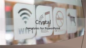  Presentation with free music - Slide set enhanced with sign on glass door free background and a  colored foreground