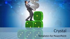  Presentation with probability - Slide set consisting of sign on top of dice background and a light blue colored foreground