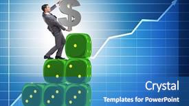  Presentation with golden dollar sign - Amazing theme having sign on top of dice backdrop and a teal colored foreground