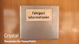  Presentation with information - Amazing PPT layouts having sign on vintage german tram backdrop and a coral colored foreground