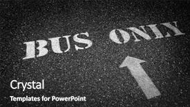  Presentation with bus - Amazing PPT layouts having sign painted white on roadway backdrop and a dark gray colored foreground