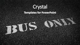  Presentation with fade blue painted red white - Theme having sign painted white on roadway background and a dark gray colored foreground