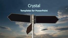  Presentation with blank - Slides enhanced with sign post - blank signpost against amazin sky background and a ocean colored foreground