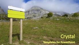 Presentation with green mountains - Slides enhanced with sign post editable - green signboard in the pyrenees background and a  colored foreground