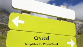  Presentation with green mountains - Presentation theme enhanced with sign post editable - green signboard in the pyrenees background and a  colored foreground