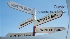  Presentation with saying - Audience pleasing slides consisting of blank street direction - sign post saying the winter backdrop and a light blue colored foreground