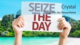  Presentation with saying - Cool new PPT theme with sign saying change - seize the day card backdrop and a arctic colored foreground