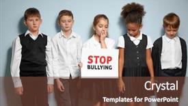  Presentation with light sign - PPT layouts having sign stop bullying on light background and a tawny brown colored foreground