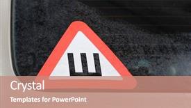  Presentation with drivers - PPT theme with sign studded on a car background and a coral colored foreground