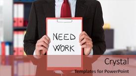  Presentation with find - Presentation enhanced with sign to find a job background and a red colored foreground