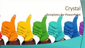  Presentation with show - Theme featuring sign up purple - hands in rainbow gloves show background and a  colored foreground