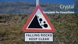  Presentation with rocks - Beautiful slide set featuring sign-warning-of-falling-rocks backdrop and a ocean colored foreground